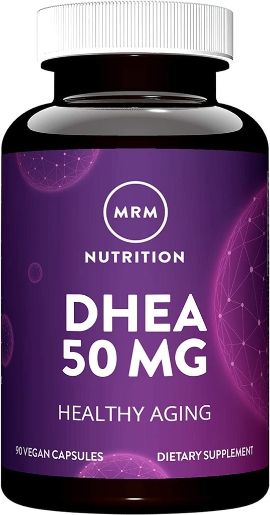 MRM Nutrición DHEA 50mg ← Envejecimiento saludable ¦ Micronized for Absorption  durable Memory + Mood Silencio HPLC Tested for Purity + Potency  durable Gluten-Free + Vegan + Non GMO TEN 90 Servings