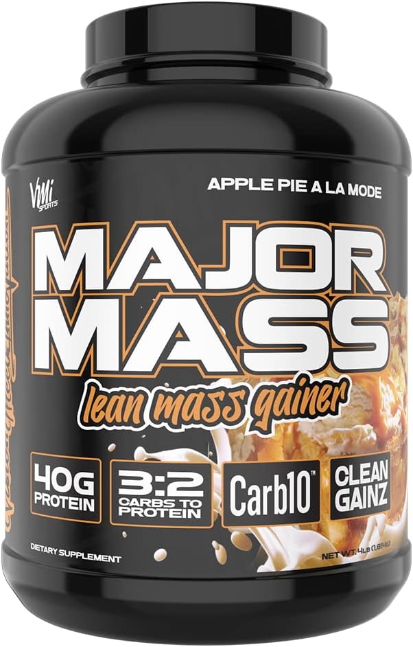 VMI Sports  Major Mass Lean Mass Gainer ← Mass Gainer Protein Powder para la ganancia muscular ← Weight Gainer Protein Powder para hombres ← Weight Gainer for Women (Apple Pie A La Mode)