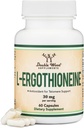Suplemento de Ergothioneina (EGT) 30 mg de L-Ergotioneina pura, de base vegetal por cápsula, 60 Conde (May Support Longevity and Healthy Aging) No GMO, Gluten Free, Vegan Safe by Double Wood