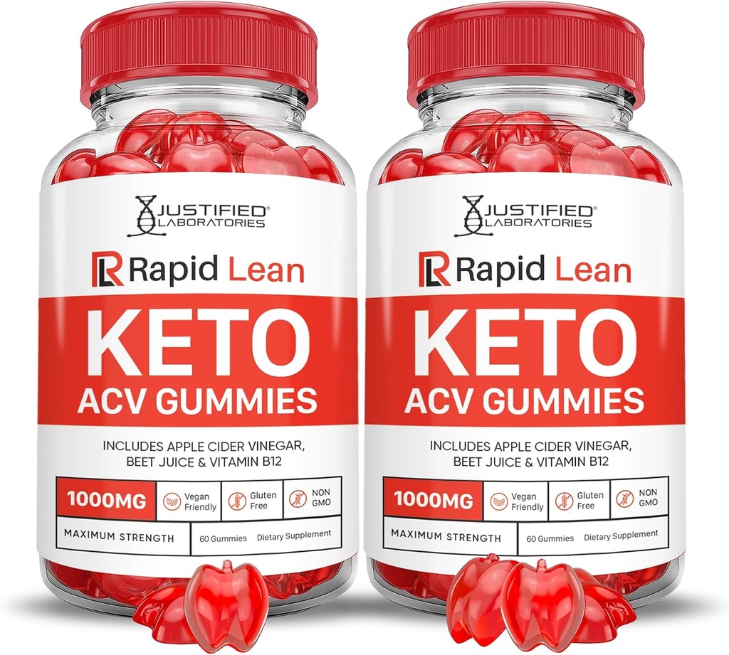(2 Pack) Rapid Lean Keto ACV Gummies Advanced Formula 1000MG Rapid Lean Keto Gummies Apple Sider Vinegar Formulado con Pomegranate Beet Juice Powder B12 Vegan Non GMO 120 Gummys