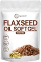 Aceite de Flaxseed 1400mg Softgels, 300 Condes Silencio w/ 700mg ALA Omega 3, Frío Presionado, Rico en ácidos grasos, ácido linolénico alfa, Sistema de salud del corazón &amp; Sistema inmunitario ← Non-GMO, sin gluten - 300 Servings