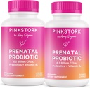 Probióticos prenatales para mujeres con vitamina B6 y prebióticos - Enfermedad matutina, microbioma de Gut y soporte inmunológico - embarazo Probiótico - embarazo debe tener, 60 cápsulas