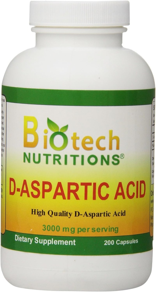 D-Aspartic Acid Dietary Supplement, 3000 mg., 200 Count