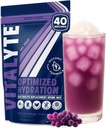 Vitalyte Electrolyte Powder Drink Mix, Isotonic Electrolyte Hydration Mix, Gluten Free Post Workout Powder Mix, Pack de 1, 35 oz., Grape Flavor
