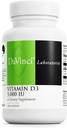 DAVINCI Laboratorios Vitamina D3 5000 UI - Suplemento dietético para apoyar dientes y huesos saludables, función cardiovascular y salud inmunitaria* - con 5000 UI por servicio - Gluten-Free - 120 cápsulas