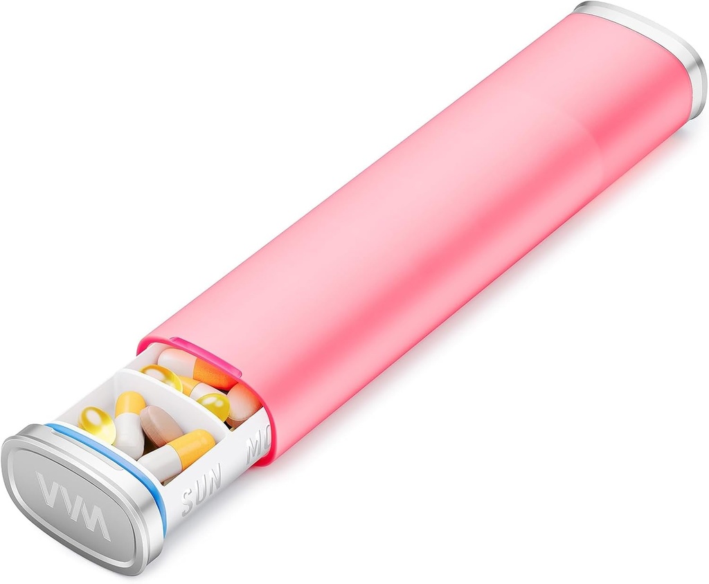 Pequeño organizador de píldoras de viaje, caja de píldoras portátiles de 7 días, caja de proa de humedad, organizador semanal de píldoras Viaje, organizador de medicina para vitaminas, suplementos