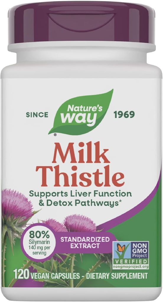 Esteto de leche de la naturaleza, soporta la función del hígado " vías de desintoxicación*, 175 mg de extracto de semilla de leche estandarizado al 80% de silicona por ser, vegano, 120 cápsulas (paquete mayo Vary)