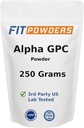 Alfa-GPC Powder 250 gramos, no-GMO Alpha GPC Suplemento Polvo de Choline, Vegan, Terceros Tested, Pre-Workout, Memoria y Focus, con Scoop