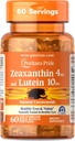 Pride de Puritan Zeaxanthin 4mg con LutigoldTM Lutein 10mg Carotenoides, Suplemento dietético para ojos saludables y visión, 60 Easy-to-Swallow Rapid Release Softgels