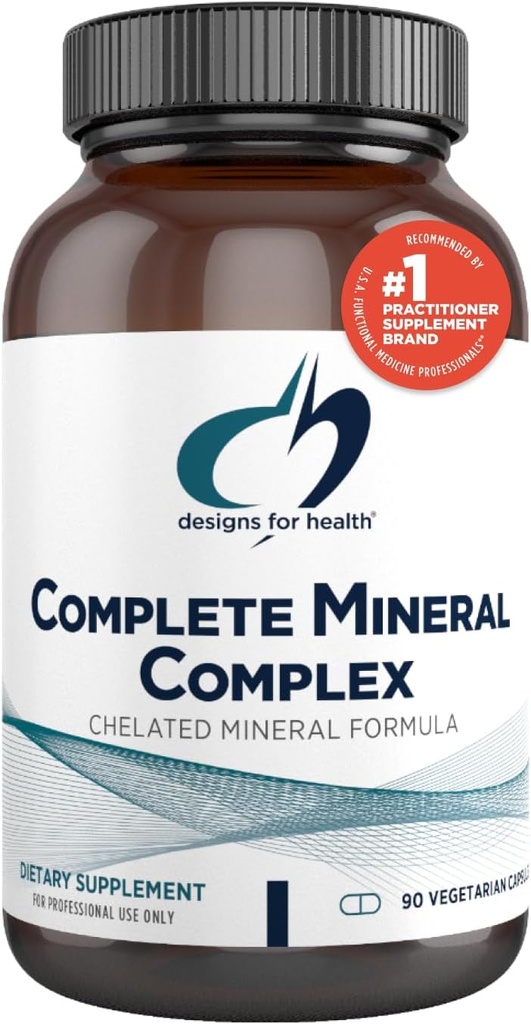 Diseños para Complejo Mineral Complejo Mineral Completo de Salud - Essential + Trace Minerals Suplemento con Magnesium Malate, Cromo, Zinc + Más - Iron-Free Multi Minerals Blend - Vegan + Gluten Gratis (90 cápsulas)