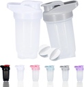 Shaker Bottle Protein Shakes Cup y 10 onzas/300ML Shaker-Bottle con Whisk Balls, Protein Shaker- Bottles Set, plástico no BPA(Grey+White(2PCS))
