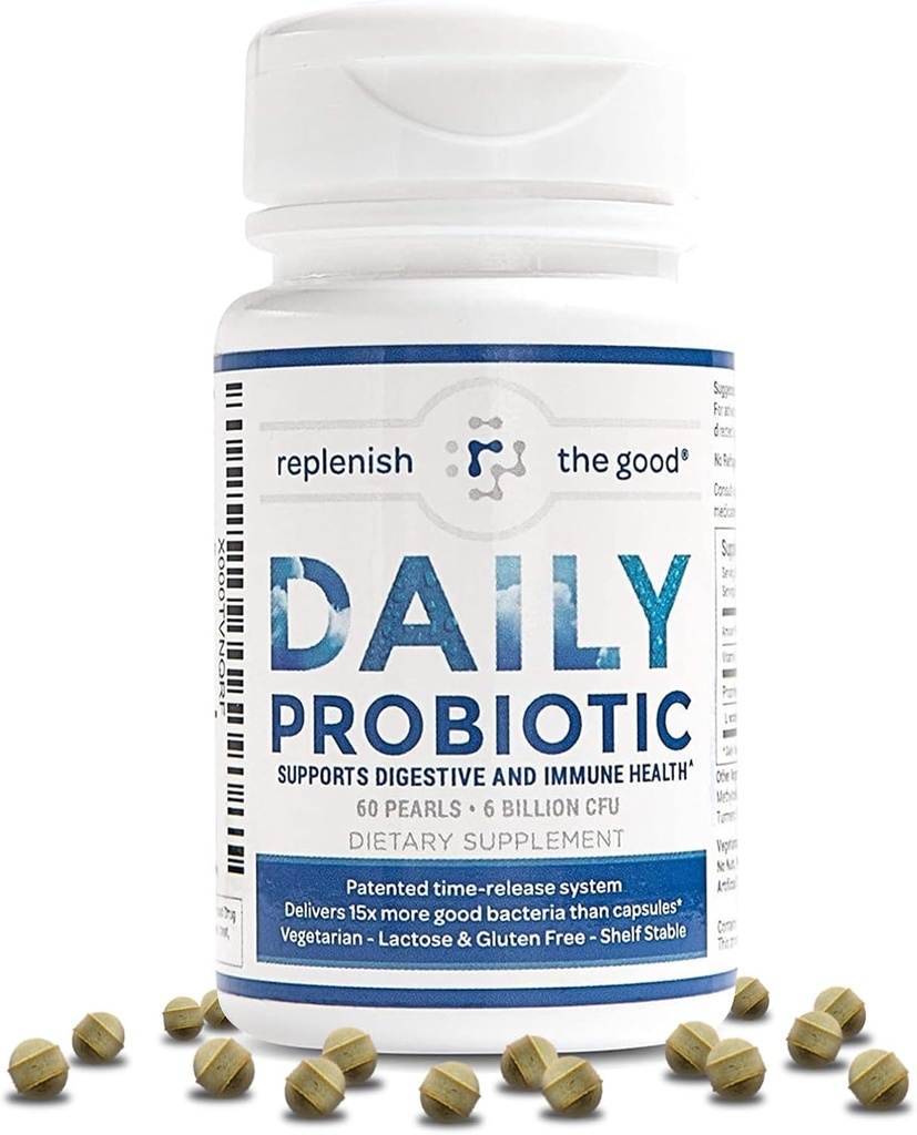 Probiótico diario - 6 Billones CFU - apoya la salud digestiva -15x más eficaz que los cápsulas regulares - Alimenta el gas, estómago hinchado " Reflujo ácido (60 cuenta)