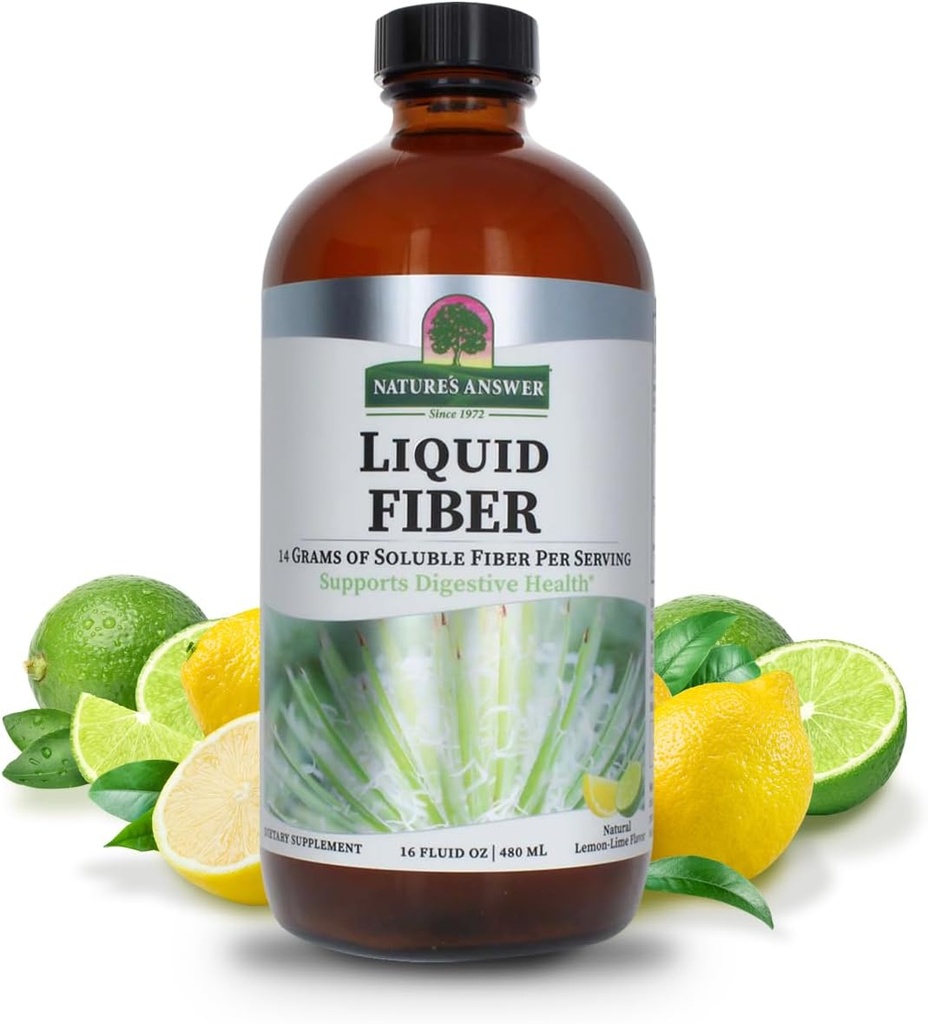 Respuesta de la naturaleza Fiber Drink 16oz Liquid ← Lime Lemon Flavored ← Apoya la salud digestiva ¦ Promueve la regularidad ¦ Gluten-Free, Non-GMO, Vegan, Sin Sabores Artificiales o Preservativos