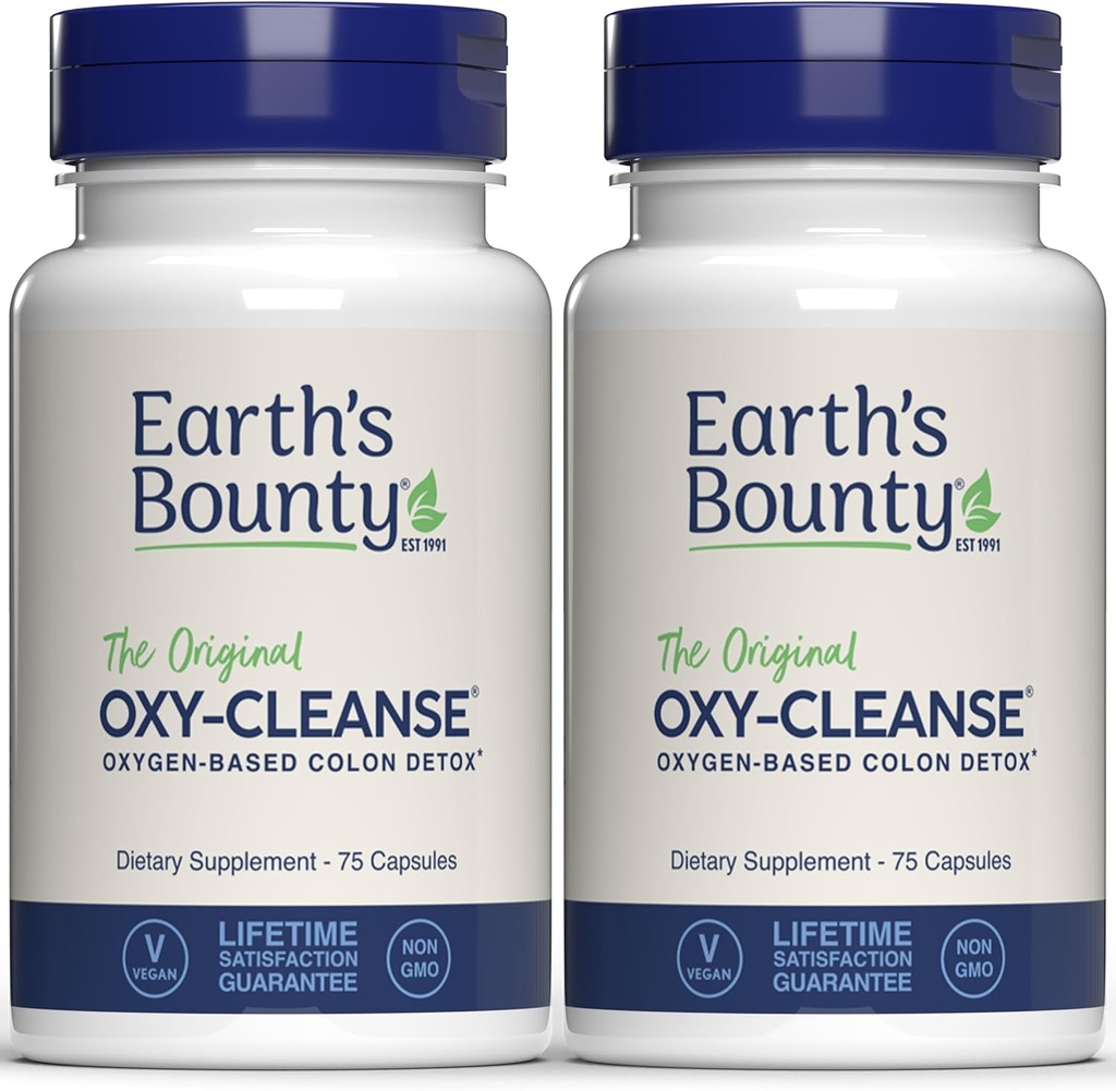 Acondicionador de colon Bounty Oxy-Cleanse - Limpiador de colon suave para el bienestar digestivo - Alivio del estreñimiento - Detox natural de colon - 75 cápsulas - 2-Pack