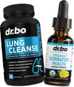 Lung Cleanse Support Supplement Pills & Drops - Organic Respiratory Health Drops Supplements Herbal Lung Cleanse, Mullein - Herbal Detox for Lungs &amp; Bronchial Mucus Health Mullein