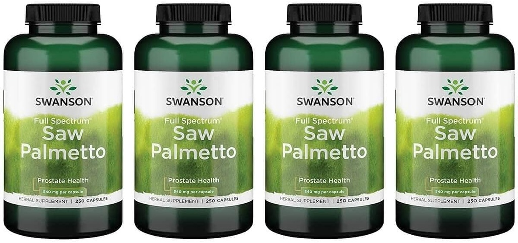 Swanson Saw Palmetto - Suplemento Herbal Promoción de la Salud Masculina Apoyo - Suplemento Natural del Pelo &amp; Apoyo a la Salud Urinaria (540 mg 250 cápsulas) (4 Pack)
