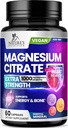 Suplemento de Citratos de Magnesio 1000mg - 3X Strength Magnesium Suplementos para Bone, Muscle, Heart, Nature's Sleep Support for Men &amp; Women, Vegan Mag Mineral, Non-GMO, Botellado en EE.UU., 60 cápsulas