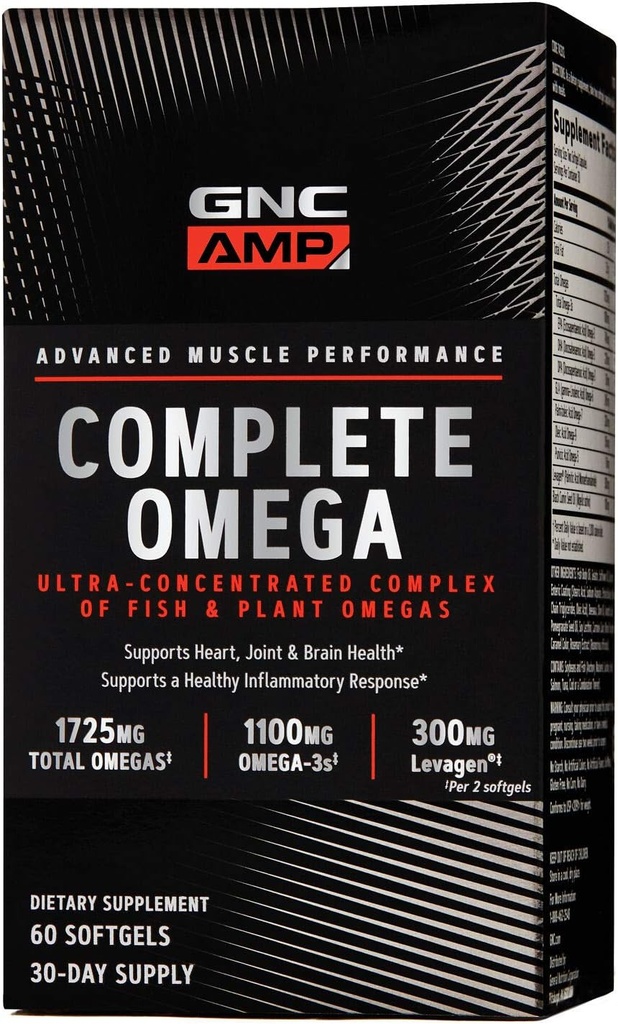 GNC AMP completa Omega, apoya el corazón, conjunto, salud cerebral, 60 cuenta