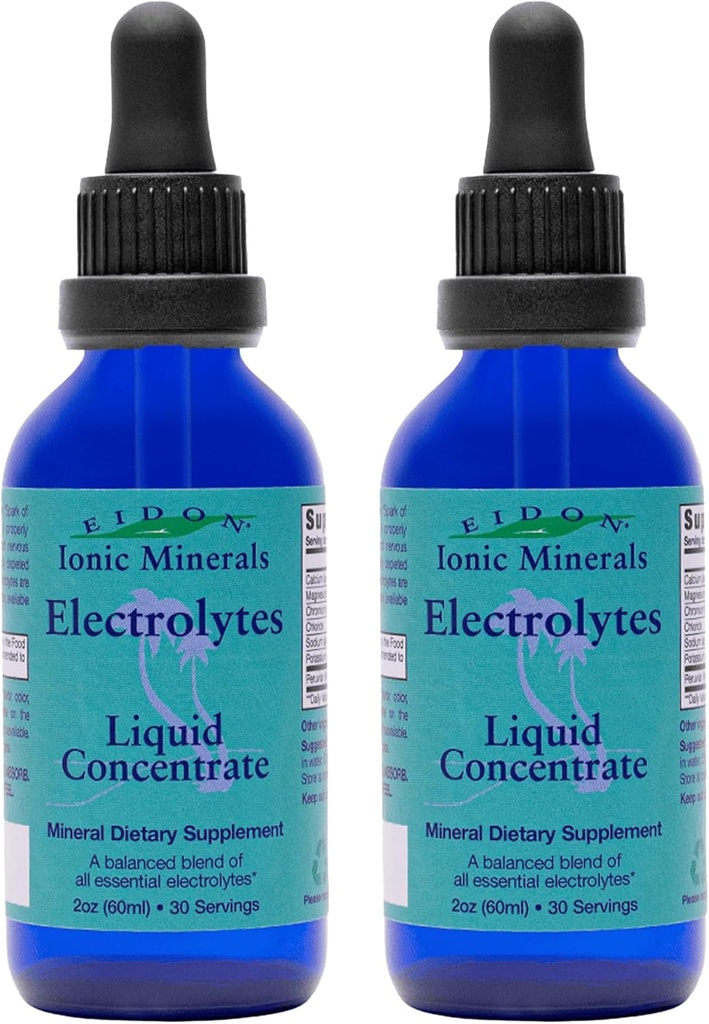 Eidon Electrolytes - Liquid Electrolyte Drops, Ionic Mineral Supplement to Add to Water, Replenish &amp; Balance The Electrolyte Equilibrium, Hydration Support, Unsweetened Sugar Free - 2 oz, 2 Pack