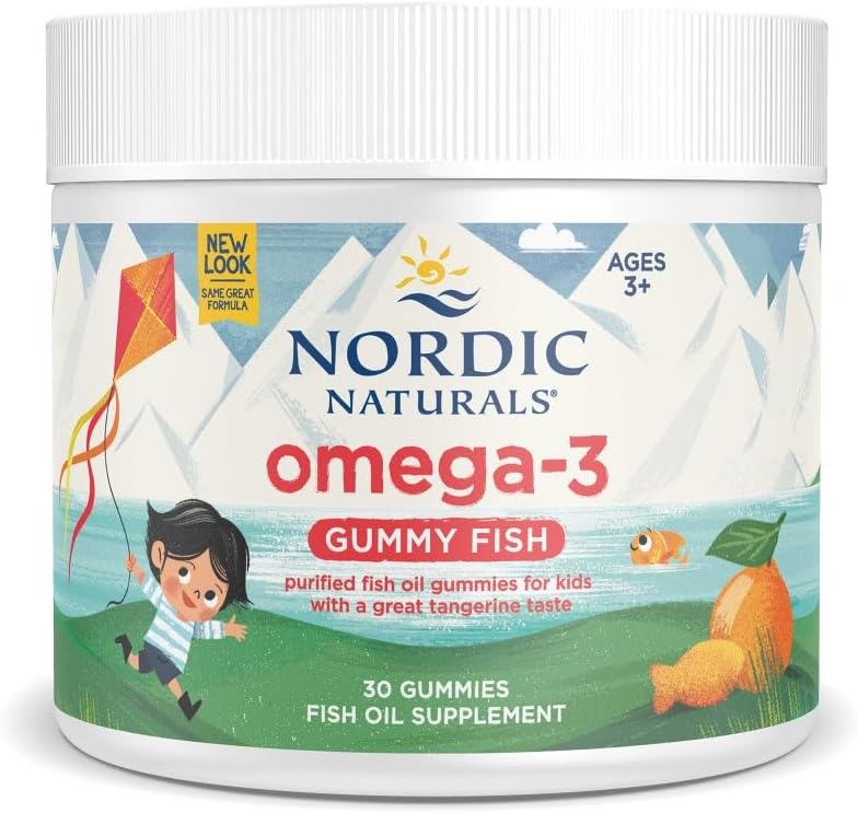 Nordic Naturals Nordic Omega-3 Gummy Fish, Tangerine - 30 Gummy Fish - 124 mg Total Omega-3 con EPA &amp; DHA - No GMO - 30 Actuaciones