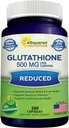aSquared Nutrition Reduced Glutathione 500mg Por Serving Supplement -200 Capsules -L-Glutathione Antioxidant to Support Liver Health " Detox - Max Strength Powder Pills to Help Immune " Brain Function