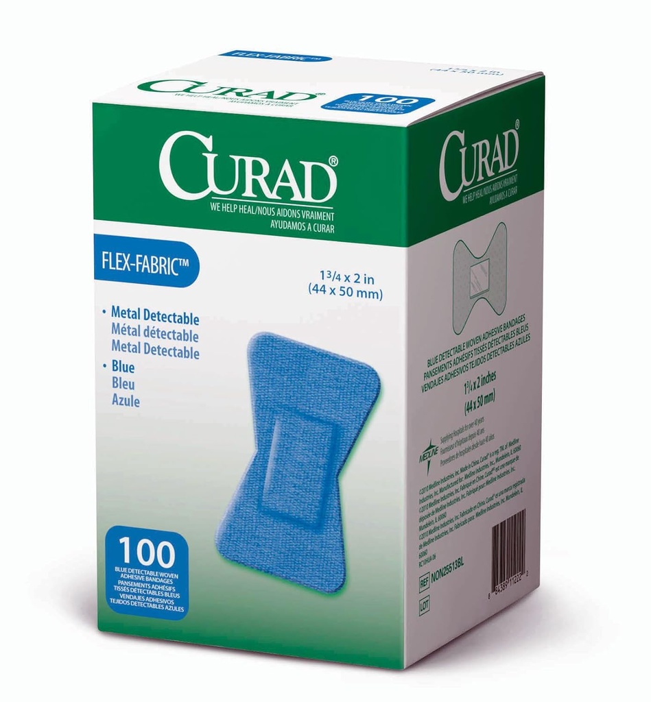 Bandas adhesivas de punta de hojaldre, Servicio de alimentación Banda de detección azul, 100 Cuenta,Fingertip 1.75" x 2" (El embalaje puede variar)