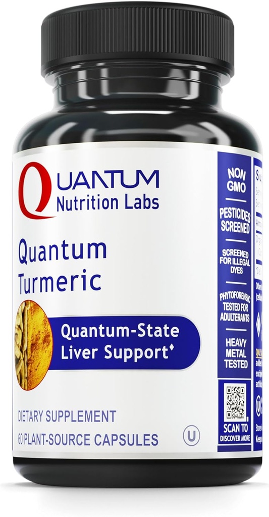 Laboratorios de Nutrición Cuántica Turmérica - Cápsulas Turméricas, Suplemento Turmérico de Curcumina, Apoyo al hígado, 500 mg de Curcuma Por Cápsula - 60 Cápsulas Vegetarianas