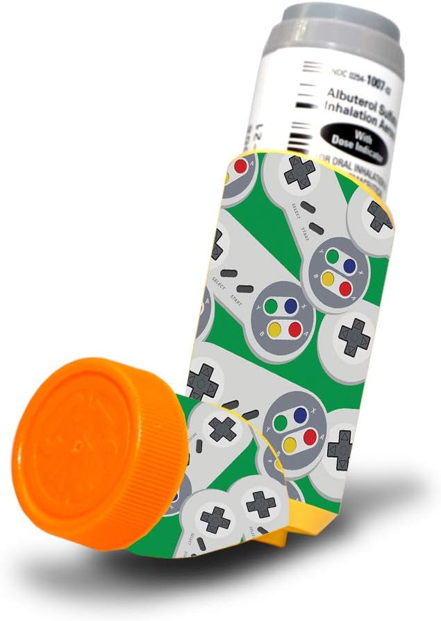 MightySkins Skin for Proventil HFA Asthma Inhaler - Retro Controllers 3 TEN Protective, Durable, and Unique Vinyl Decal wrap Cover TEN Easy to Apply, Remove, and Change Styles TEN Made in The USA