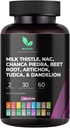 Mishas Nutraceuticals Milk Thistle Dandelion Root, NAC y TUDCA Supplement – Supports Liver Health, Liver Cleanse Detox, Kidney and Respiratory Health & Digestion System – 60 Vegan Capsules