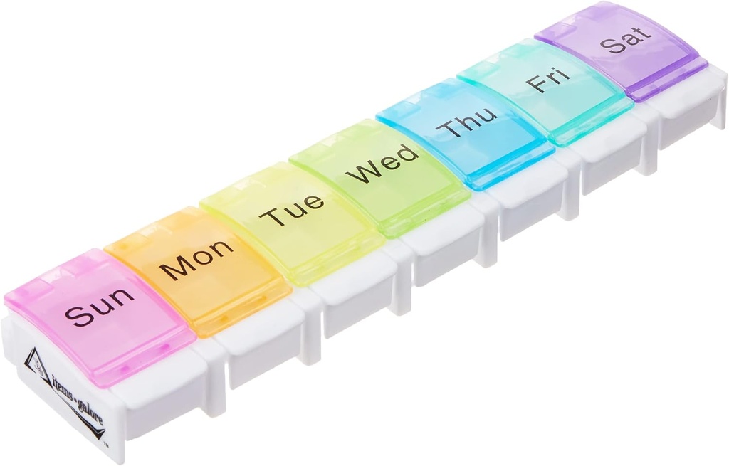 Organizador semanal de píldoras de 7 días con diseño abierto de primavera y grandes componentes para mantener medicamentos, vitaminas y suplementos. Artritis &amp; Viajes Friendly y BPA Gratis