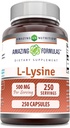 Fórmulas increíbles L-Lysine 500 Mg Amino Acid Suplemento TENIDO Capsules TENIDO NO GLUTEN-Free TEN Made in USA (1 Pack TEN 250 Conteo)