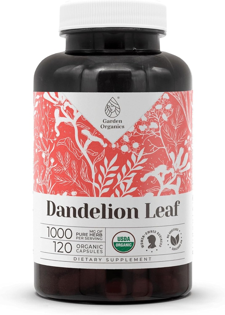 Dandelion Leaf USDA Organic 120 Capsules | Digestive System, High-Potency Supplement | Certified Organic Vegetarian Capsules and Organic Dandelion (Taraxacum Officinale) Dried Leaf (120 Capsules)