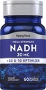 Piping Rock NADH Coq10 Suplemento TEN 20 mg TENIDO 60 cápsulas TENIDO Mega Strength Pills ← Non-GMO, Gluten Free Formula