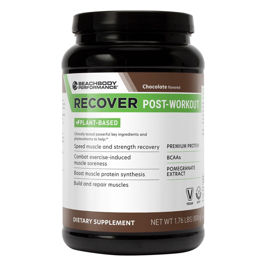 BODi Recover Plant-Based Protein Powder Blend– Post-Workout Chocolate Plant-Based Supplement for Muscle Recovery with 20g Protein, BCAAs, Pomegranate Extract - Fast Recovery - 20 Serving Tub