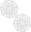 Deke Home - Organizador de Píldora de Medicina con etiquetado de Braille (2 Pack), Cajas de Píldora de 14 Días, Lids Claras, Organizador de Píldora de 2 semanas, Organizador Semanal para la Gestión de Medicamentos, Compacto, Vista Fácil