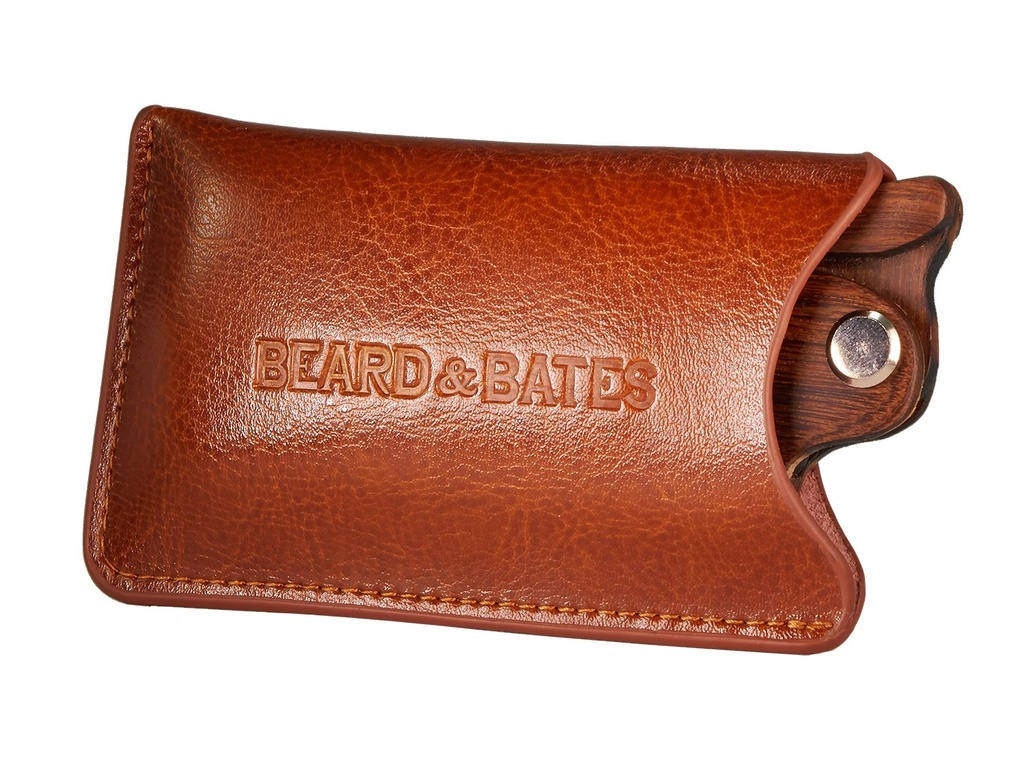 Cuero genuino de barba " Bates - Para el Switchblade de Sandalwood  durable Protective Accessory Case for Wooden Comb (POUCH ONLY!)
