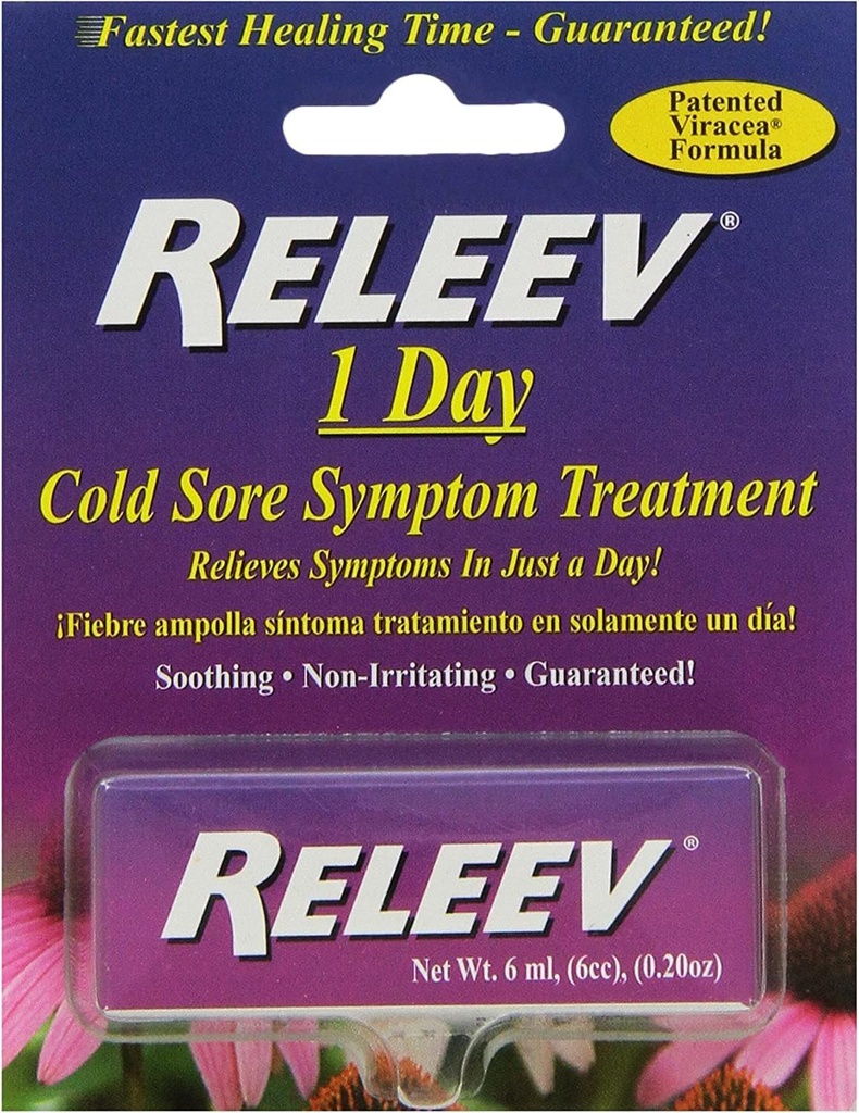 Releev 1 Day Cold Sore Symptom Treatment, 6 mL (0.20 oz)