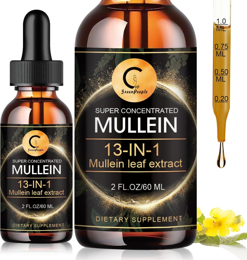 Mullein drops for Lung, Mullein Leaf Extract, Super Concentrated Mullein Liquid Tincture,Vegan, Non-GMO, 2 FL OZ