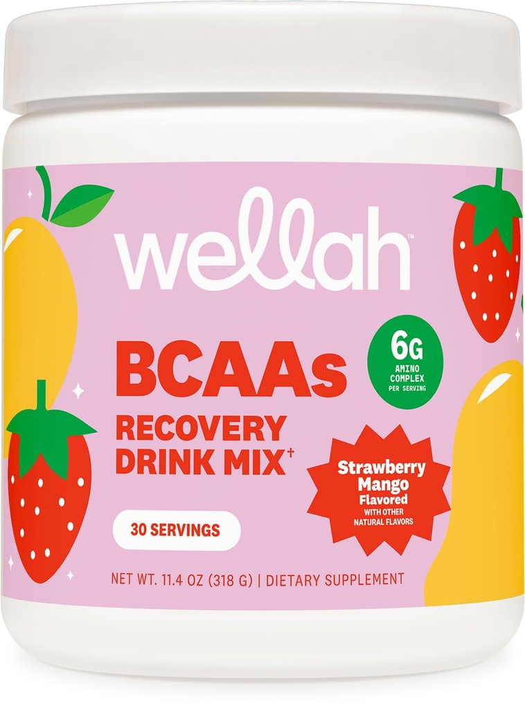 Wellah So Long Soreness BCAA Powder (Strawberry Mango Flavored) 30 Servimientos - con complejo de hidratación