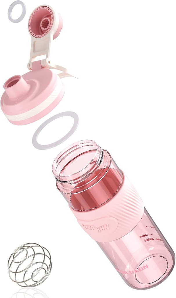 Shaker Bottle - 650ml/23oz, Durable &amp; Leak-Proof, Perfecto para las sacudidas de Proteína Fitness Super Creamy - Rosa