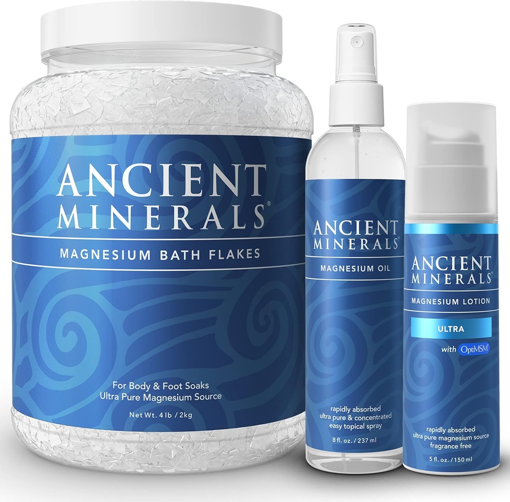 Pasteles de baño de magnesio - Espray de aceite de magnesio y Lotion Ultra con MSM - Eficiencia de alta absorción para la relajación, bienestar y alivio muscular