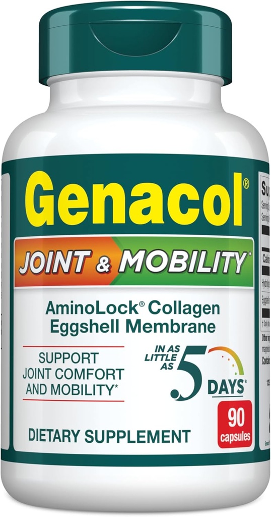 Genacol Joint & Mobility – Eggshell Membrane and Ultra-Hydrolyzed Collagen Peptides, Support Joint Comfort & Mobility, Results in as Little as 5 Days, 90 Capsules (30-Day Supply)