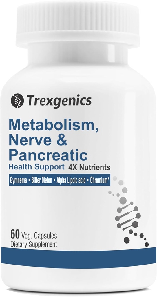 Metabolismo Trexgénico Apoyo con GYMNEMA 75% Ácido Gimnenico 150 mg, Melón de Bitter 5% Bitters 150 mg, Cromo &amp; Alfa LIPOIC ACID150mg(60 cápsulas Vegan) (Pack of 1)
