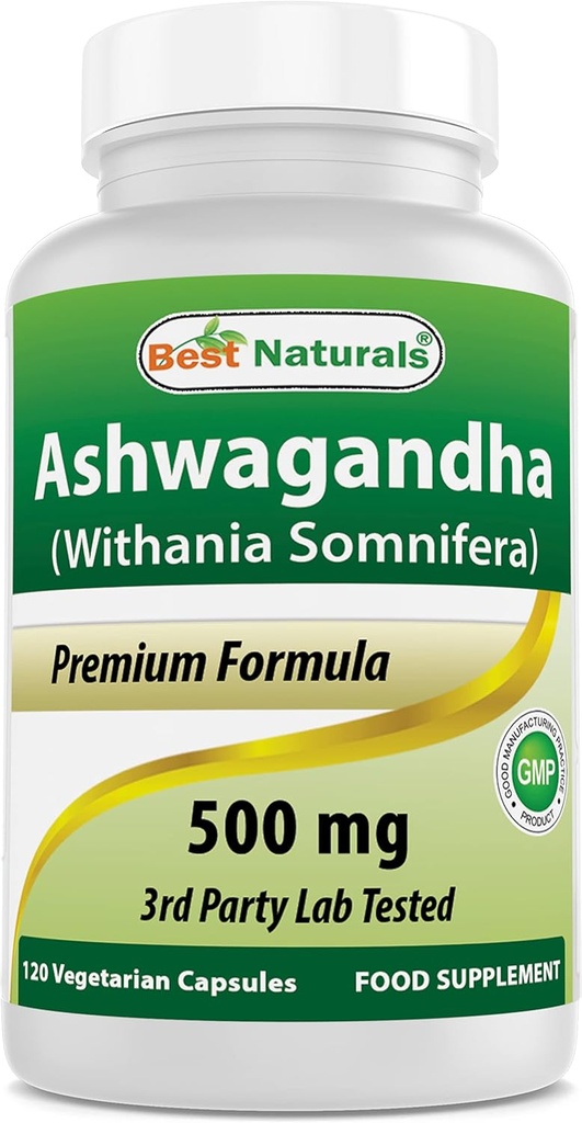 Mejores Naturales Cápsulas de Ashwagandha para Estrés Relajante y Mood, 500 mg, 120 Conde (Paquete puede variar)