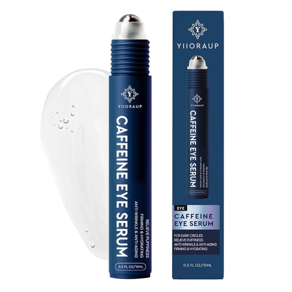 Roller de ojos para bolsas para hombres: Caffeine de hombres bajo la crema de ojos para los ojos hinchados y los círculos oscuros Tratamiento – Depurador de palillo de enfriamiento para el reductor de la aptitud 0.45 fl. Oz. (Medio, no centrado)