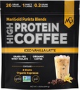 MariGold High Protein Coffee - Iced Vanilla Latte, 20g Grass-Fed Whey Protein Isolate, Energy &amp; Workout Boost, 2 Shots Organic Espresso, Non-GMO, 1 Net Carb, 1 Lb Bag, 15 Servings