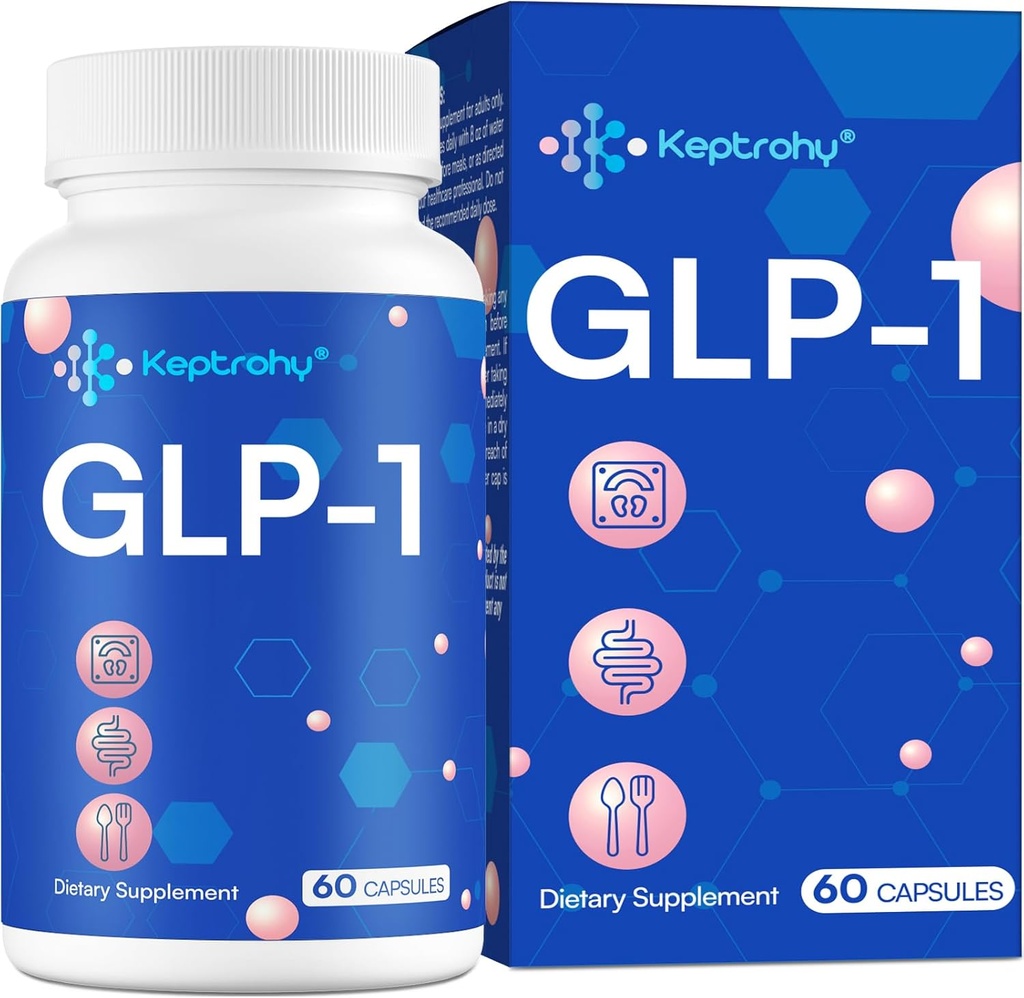 GLP-1 Suplemento para Mujeres y Hombres, GLP1 Suplemento Silencio GLP-1 Apoyo, GLP núcleo de apoyo con saltos Extracto, sinbióticos, Eriocitrin Soporte GLP 1 Nivel Naturalmente, Natural, Tome antes de la comida - 1 paquete