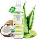 USDA Certified Organic Aloe Vera Gel 12 oz - 100% Puro, Frío Presionado, Agarrado a mano, Infundido con Coco, Lime & Verbena Aceites Esenciales, Libre de Productos Químicos - Cuidado de Cabello, Made in USA