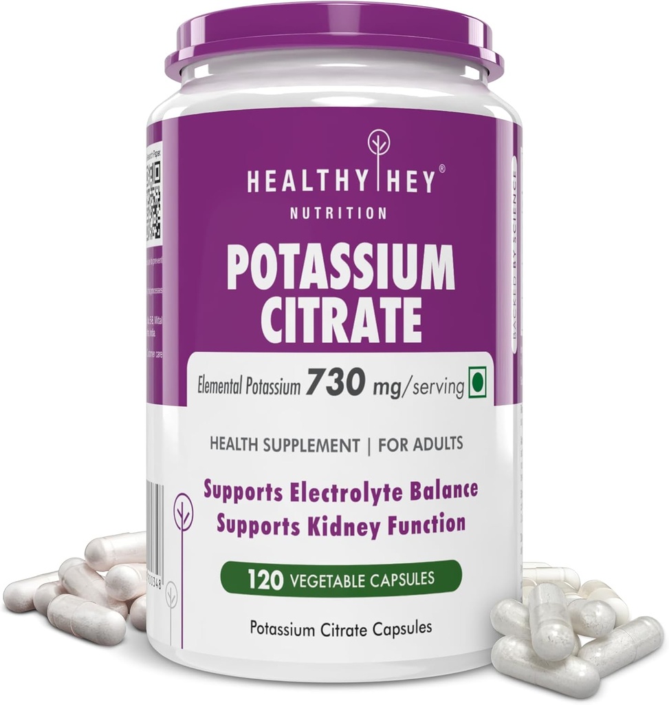 SaludyHey Nutrición Potasio Citrate 730mg - Vegetal Capsules 120 Cuenta (Pack of 1)