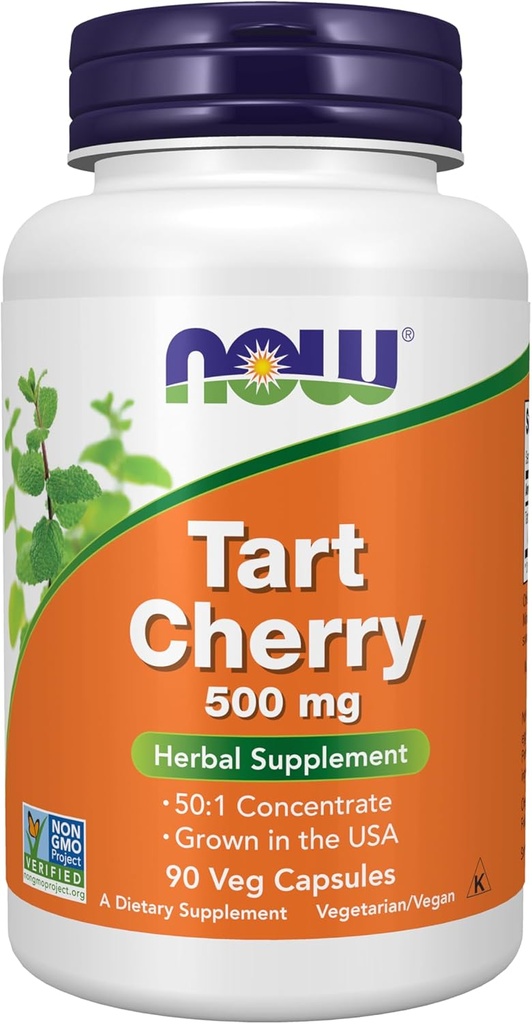 AHORA Suplementos de alimentos, Cereza de tarta (Prunus cerasus) 500 mg, 50:1 Concentrado, Suplemento herbal, 90 cápsulas de verduras